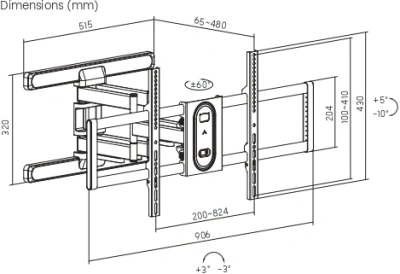 Кронштейн для телевизора Ultramounts UM970 черный 43"-95" макс.60кг настенный поворот и наклон