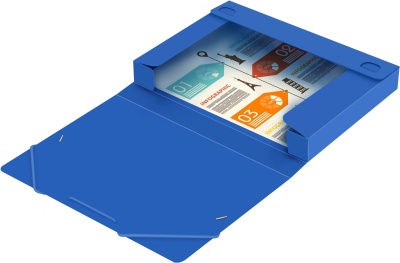 Папка-короб на резинке Бюрократ -BA25/05BLUE пластик 0.5мм корешок 25мм A4 синий
