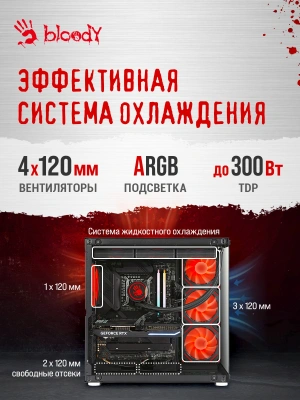 ПК Bloody BD-PC CZ79C3 MT i5 14600KF (3.5) 32Gb SSD1Tb RTX5070 12Gb Windows 11 Home 64 2.5xGbitEth WiFi BT 850W черный (RUS) (2129071)
