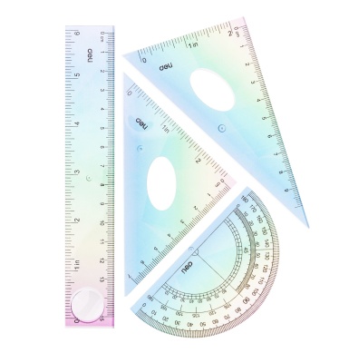 Набор линеек Deli EH652 пластик дл.15см ассорти компл.:лин 15см/2 угольн/трансп пластиковый пакет с европодв.