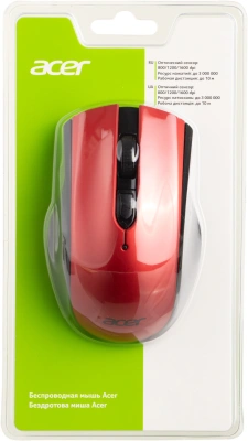 Мышь Acer OMR032 черный/красный оптическая 1600dpi беспров. USB 4but (ZL.MCEEE.009)