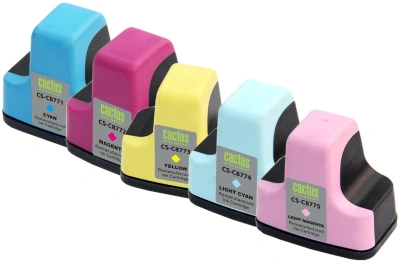 Картридж струйный Cactus CS-C8771/2/3/4/5 №177 голубой/пурпурный/желтый/светло-голубой/светло-пурпурный набор (11.4мл) для HP PS 2113/3313/8253/8200 с чипом