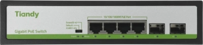 Коммутатор Tiandy TC-P3S06 H/0402/AT/60/V2.0 (L2) 4x1Гбит/с 2SFP 4PoE 60W неуправляемый
