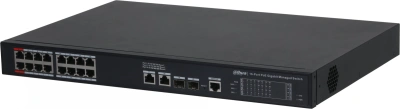 Коммутатор Dahua DH-S4220-16GT-190 16x100Мбит/с 2x1Гбит/с 2SFP 16PoE 190W управляемый