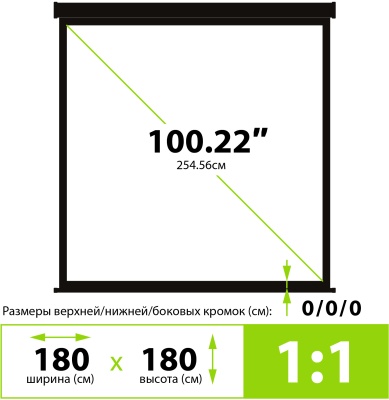 Экран Cactus 100" 180x180см Triscreen CS-PST-180x180 1:1 напольный рулонный черный