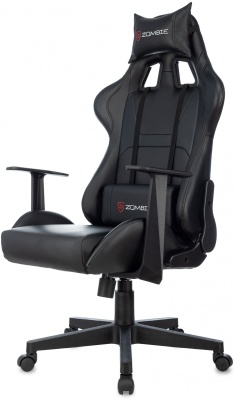 Кресло игровое Zombie Game Penta черный экокожа с подголов. крестов. пластик