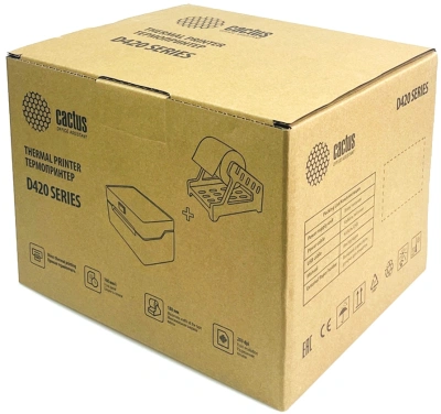 Термопринтер Cactus CS-TP-D420U+держатель (CS-TP-D420U) 203dpi 160мм/с/USB для печ.этик. черный