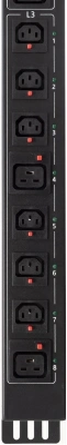 Блок распределения питания Powercom PDU-32AVMS24-18C3-6C9-3P верт.размещ. 18xC13 6xC19 с сетевым мониторингом 3x32A EN 60309 2м