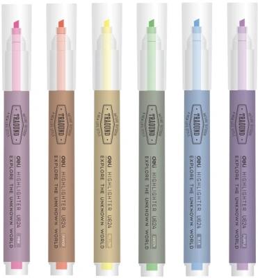 Набор текстовыделителей Deli EU624 1-3.5мм флуоросцентный 6цв. ассорти ПЭТ-бокс (6шт.)