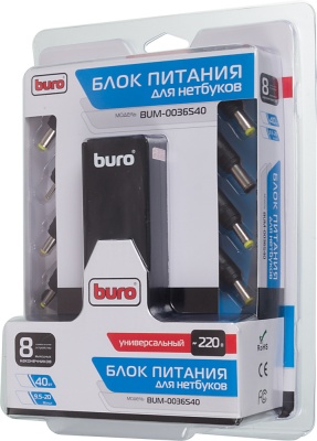 Блок питания Buro BUM-0036S40 автоматический 40W 9.5V-20V 8-коннект. от бытовой электросети LED индикатор