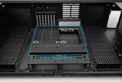 Корпус Lian-Li DK07X черный без БП E-ATX 12x120mm 4x140mm 2xUSB3.0 audio bott PSU