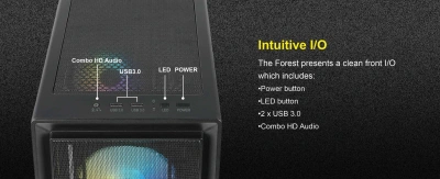 Корпус Azza Forest черный без БП ATX 4x120mm 4x140mm 2xUSB3.0 audio bott PSU
