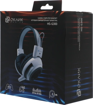 Наушники с микрофоном Оклик HS-G300 ARMAGEDDON белый/черный 2.2м мониторные оголовье (361558)