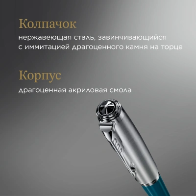 Ручка перьев. Parker 51 Core (2123506) Teal Blue CT F сталь нержавеющая подар.кор.