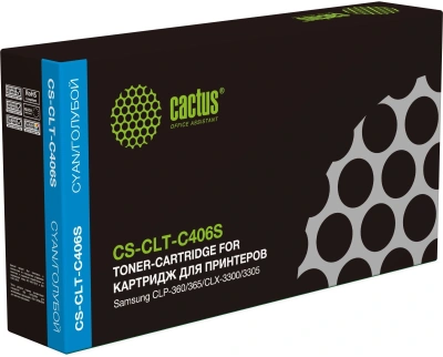 Картридж лазерный Cactus CS-CLT-C406S CLT-C406S голубой (1000стр.) для Samsung CLP-360/365/CLX-3300/3305