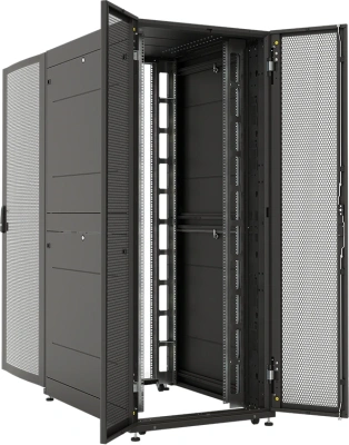 Шкаф серверный ЦМО (ШТК-СП-42.8.12-88АА-9005) напольный 42U 800x1200мм пер.дв.перфор.2ств. 2 бок.пан. задн.дв.перфор.2-хст. направл.под винты 1350кг черный 883мм 174кг 120град. 1950мм IP20 сталь
