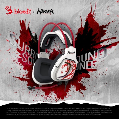Наушники с микрофоном A4Tech Bloody G575 Naraka белый/красный 2м мониторные USB оголовье (G575 NARAKA)