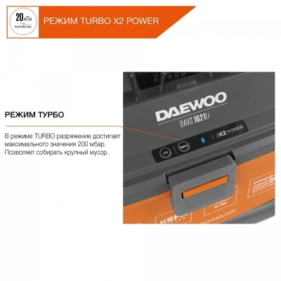 Строительный пылесос Daewoo DAVC 1621Li SET 200Вт (уборка: сухая/сбор воды/выдув) оранжевый