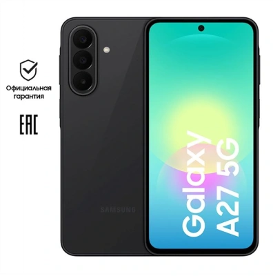 Смартфон Samsung SM-A276B Galaxy A27 5G 128Gb 6Gb черный моноблок 3G 4G 2Sim 6.7" 1080x2340 Android 16 50Mpix 802.11 a/b/g/n/ac NFC GPS GSM900/1800 GSM1900 Protect microSD max2048Gb