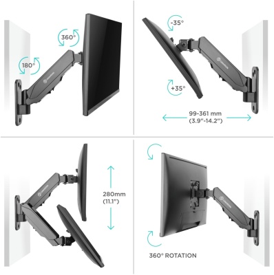 Кронштейн для телевизора Onkron G120 черный 13"-34" макс.8кг настенный поворот и наклон верт.перемещ.