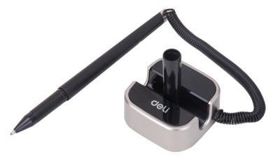 Ручка гелев. Deli E6797black черный d=0.7мм черн. черн. на подставке линия 0.55мм