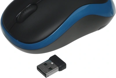 Мышь Logitech M185 черный/синий оптическая 1000dpi беспров. USB для ноутбука 2but (910-002632)