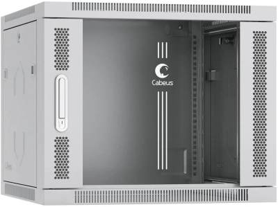 Шкаф коммутационный Cabeus (SH-05F-9U60/45) настенный 9U 600x450мм пер.дв.стекл 60кг серый 390мм 20кг 501мм IP20 сталь