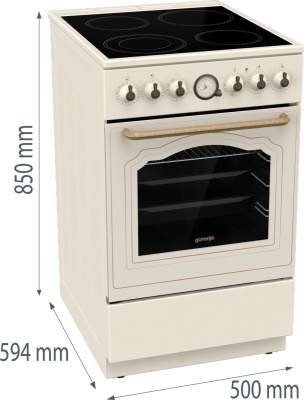 Плита Электрическая Gorenje GECS5B70CLI бежевый стеклокерамика (без крышки)