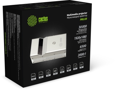 Проектор Cactus CS-PRU.03B.Full HD-A DLP 6500Lm LS 400Lm ANSI (1920x1080) 2000:1 ресурс лампы:30000часов 2xUSB typeA 1xHDMI 1.5кг