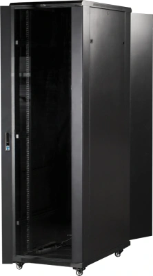 Шкаф серверный Lanmaster (TWT-CBB-47U-6X6-G1) напольный 47U 600x600мм пер.дв.стекл металл 2 бок.пан. 800кг черный 526мм 95кг 2277мм IP20 металл