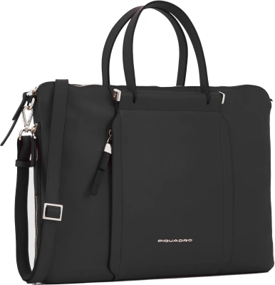 Деловая сумка женская Piquadro Circle CA4021W92/N с отделением для ноутбука 15.6" черная натур.кожа