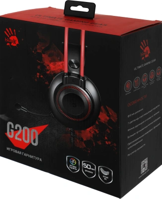 Наушники с микрофоном A4Tech Bloody G200 черный/красный 2м мониторные оголовье (G200 AUX3.5-4PIN +USB)