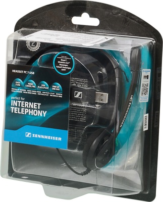 Наушники с микрофоном Sennheiser PC 7 черный 2м накладные USB оголовье (504196)