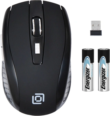 Мышь Оклик 455MW черный оптическая 1600dpi беспров. USB для ноутбука 6but (945818)