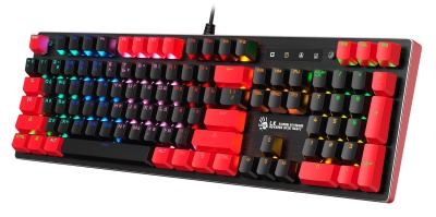Клавиатура A4Tech B820N черный/красный USB for gamer LED (B820N ( BLACK + RED)) кабель 1.8м