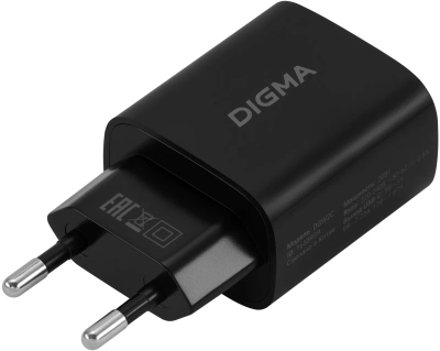 Сетевое зар./устр. Digma DGW2C 20W 3A (PD) USB-C универсальное черный (DGW2C0F010BK)