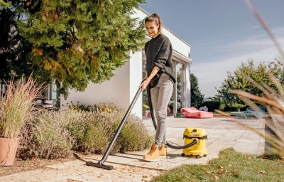 Строительный пылесос Karcher WD 2 Plus V-12/4/18 1000Вт (уборка: сухая/влажная/выдув/сбор воды) желтый