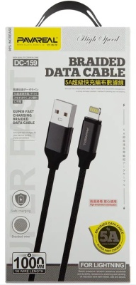 Кабель PAVAREAL PA-DC159 УТ000027310 USB (m)-Lightning (m) 1м черный коробка (упак.:1шт)
