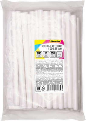 Cтержни клеев. для клеев.пист. Silwerhof 11-200-26-WHI дл.200мм D11мм белый упак:26шт