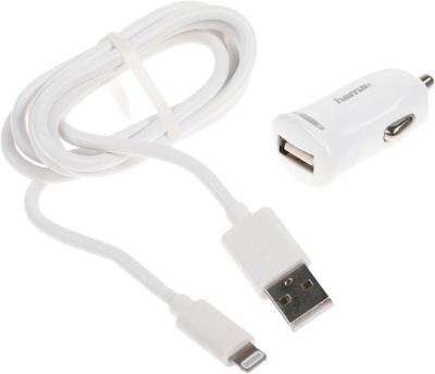 Автомобильное зар./устр. Hama H-183266 12W 2.4A USB для Apple белый (00183266)