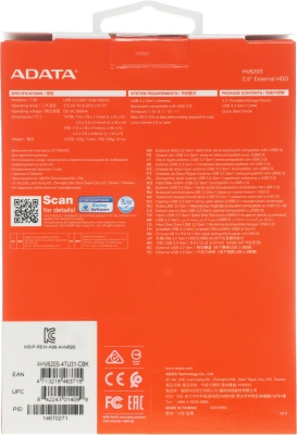 Жесткий диск A-Data USB3.1 4TB AHV620S-4TU31-CBK HV620S 2.5" черный