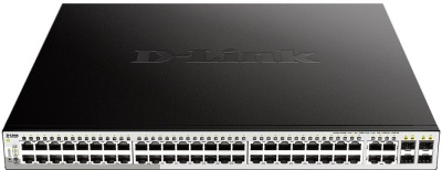 Коммутатор D-Link DGS-1210-52MP/FL1A (L2) 52x1Гбит/с 4xКомбо(1000BASE-T/SFP) 48PoE+ 370W управляемый