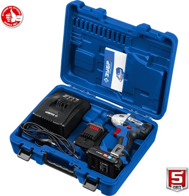 Гайковерт Зубр GB-250-22 аккум. патрон:квад.1/2" (кейс в комплекте)