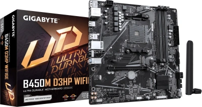 Материнская плата Gigabyte B450M D3HP WF6E Soc-AM4 AMD B450 4xDDR4 mATX AC`97 8ch(7.1) GbLAN RAID+HDMI+DP