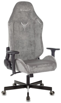 Кресло игровое Knight N1 Fabric серый Light-19 с подголов. крестов. металл