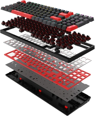 Клавиатура A4Tech S98 механическая красный/красный USB for gamer LED (S98 RED) кабель 1.8м