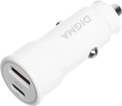 Автомобильное зар./устр. Digma DGC2С 20W 3A (PD+QC) USB-C/USB-A белый (DGC2C0HX12WH)