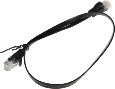 Патч-корд Buro Flat 10Гбит/с UTP 4 пары cat.6 Cu molded 0.5м черный RJ-45 (m)-RJ-45 (m) (BU-C6-FLAT-0.5M-B)