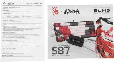 Клавиатура A4Tech S87 Naraka механическая черный/красный USB for gamer LED кабель 1.8м