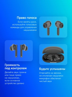 Гарнитура внутриканальные Tecno Buds 4 Air BD04 черный беспроводные bluetooth в ушной раковине (BD04 AIR BLACK)